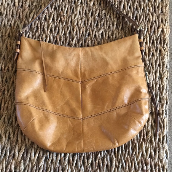 HOBO bag. Tan distressed leather. Hobo style. 12” x 15”. Very nice condition!! - Picture 2 of 9